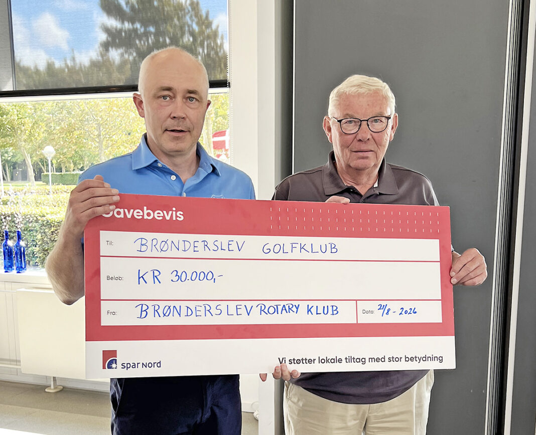 Brønderslev Rotary Klub donerer 30.000 kr. til Brønderslev Golfklub Brønderslev Rotary Klub donerer 30.000 kr. til Brønderslev Golfklub